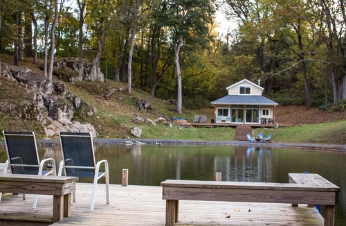 Front Royal Cabin | Fantasy Cottage: Private Pond, Waterfall, Hot Tub