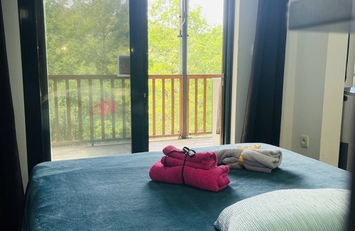 La Chapelle-Aubareil Hotel | Features one double bed and one single bed.