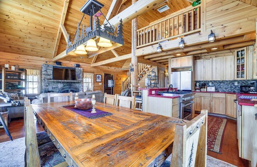 Mt Cobb Villa | Fire Pit & Game Room: Waterfront Poconos Cabin