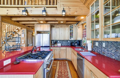 Mt Cobb Villa | Fire Pit & Game Room: Waterfront Poconos Cabin