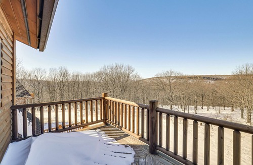 Mt Cobb Villa | Fire Pit & Game Room: Waterfront Poconos Cabin