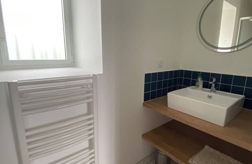 Langouet House | Furnished room with en-suite shower and toilet