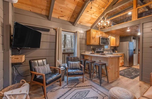 Lookout Valley Neighborhood Association Cabin | Gabriele Luxury pondside cabin with hot tub, firepit
