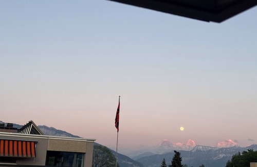 Gwatt Apartment | GalleryLoft Wintertime Lake Thun&Mountainview