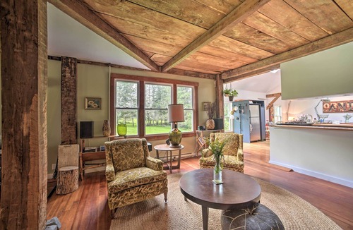 Meredith House | Game Room & Fire Pit: Peaceful Catskills Farmhouse
