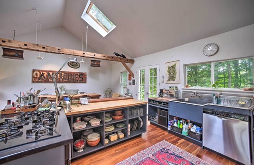 Meredith House | Game Room & Fire Pit: Peaceful Catskills Farmhouse