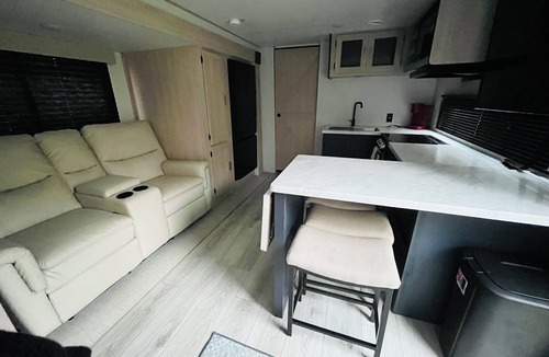 Crockett House | Get Cozy in Crockett with a Relaxing Stay in a 4 Person RV- Outdoor Fireplace