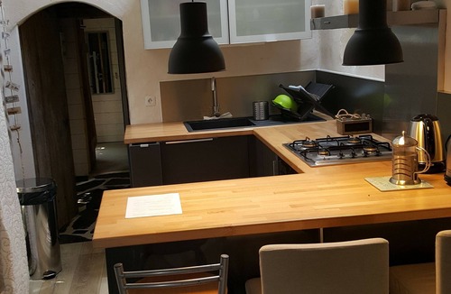 Cheffes House | Gite with shaded paved terrace