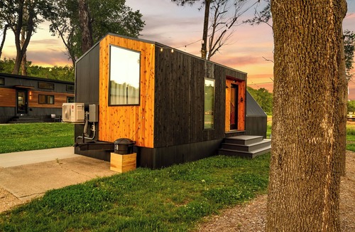 Bull Creek Cabin | Glamp in luxury! Modern A-Frame Cabin with Hot Tub, Minutes from Branson, MO!
