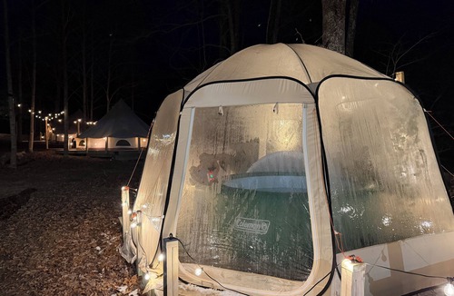 Stanton RV Rental | Glamping Tent in Red River Gorge w/Heater and Hot Tub
