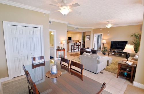 Thomas Drive Condo | Gulf Crest -Walk In Shower in Master