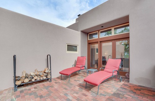 Nambe Pueblo House | Heated Pool Access! Mtn-View Santa Fe Home, Patio