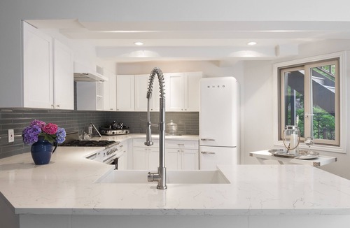 Hampton Bays House | Hexagon shape cottage with pool & koi fish pond