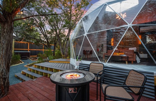 Big Bee Creek Cabin | Hill Country Glamping Dome w/Hot Tub, Gym, Sauna & Cold Plunge