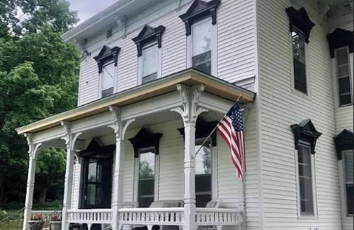 South Colton House | Historic 1840's home on Raquette River with creek, large lawn, view of waterfall
