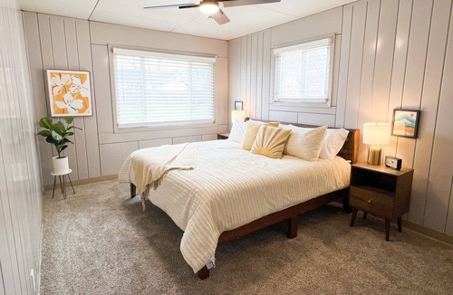 Dallas Center House | Historic Lustron home near the RRVT, 72 m paved bike trail
