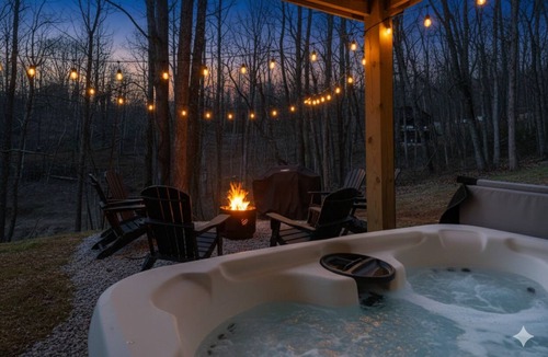 Laurelville Cabin | Hot Tub Cabin · Sleeps 6 · Fire Pit · Dogs OK