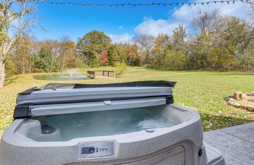 Idlewild Cabin | Hot Tub, Fire Pit, BBQ, On-Site Pond: Kenton Cabin