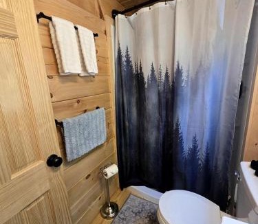 Bath House | Incredible Modern Tiny Log Cabin near the Ammonoosuc River for a Romantic Getaway in New Hampshire