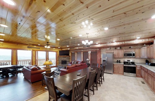 Sevierville Cabin | Indoor Pool, Theater, VIEWS, Hot Tub, Themed Bedrooms, Game Room & Free Tickets! 6 BR Large Cabin
