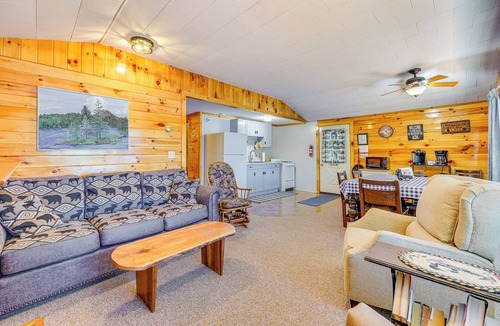 Inlet Cabin | Inlet Lakefront Home: Private Dock & Beach Access!