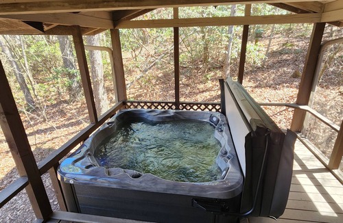 Ellijay Cabin | 'Just a Step Away' - a Secluded Cabin on Stover Creek w/Fiber Wi-Fi & Hot Tub