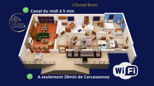 Bram House | L'Oustal 3 chambres avec grand jardin parking gratuit