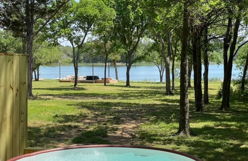 Bastrop Cabin | Lake front glamping cabin. Bathroom inside.