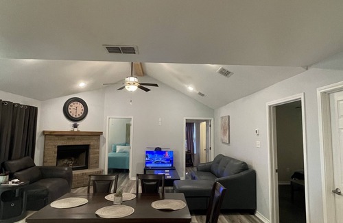 Hawkins House | Lake house getaway on quiet Lake Hawkins with lake access and boat pier.