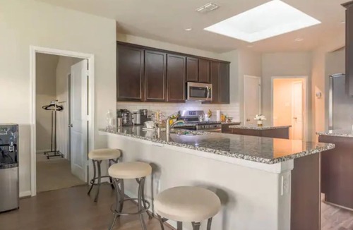 Missouri City House | Lake Olympia home seasonal pool, patio BBQ pit, & play area.