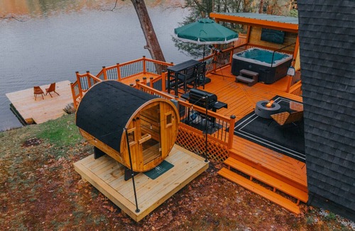 Hancock Cabin | Lakefront A-Frame | Hot Tub, Sauna, Fire Pit