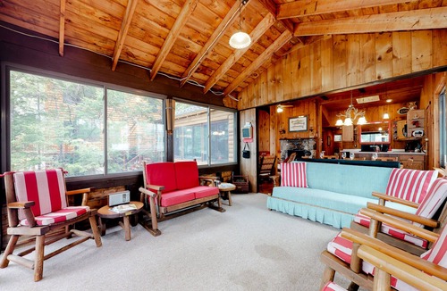 Naples Cabin | Lakefront cabin on Brandy Pond with dock, deck, firepit, kayaks & paddleboard