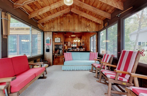 Naples Cabin | Lakefront cabin on Brandy Pond with dock, deck, firepit, kayaks & paddleboard