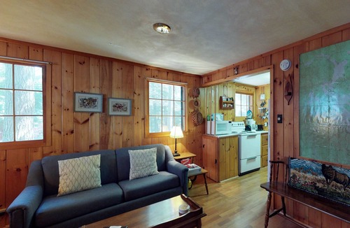 Greenville Junction Cabin | Lakefront cabin with private dock & beach access