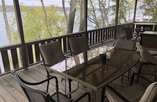 Valois Cottage | Lakefront cottage with private deck and dock, amazing porch with sunset views