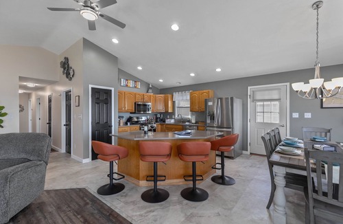 Brewerton House | Lakefront home, large firepit patio, Game room!