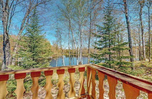 Presque Isle House | Lakefront home with large patio, fire pit, & a provided kayak
