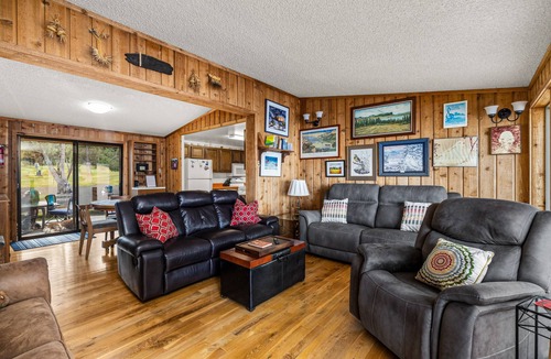 Big Arm House | Lakefront home with private beach, dock, firepit, & grill - dazzling sunset view
