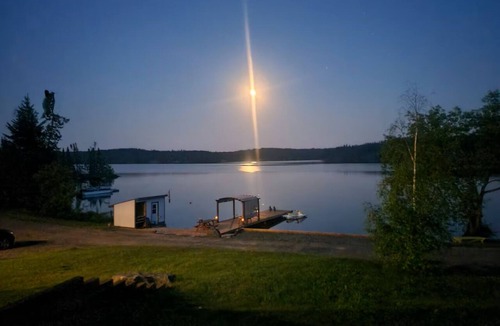 Birch Island Cabin | Lakefront Log Cabin w/Private Beach, Floating Water Park, Dock & Firepit