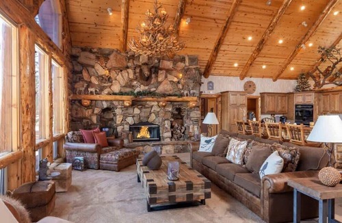 Boulder Bay House | Lakefront Luxury Log Estate with Private Dock