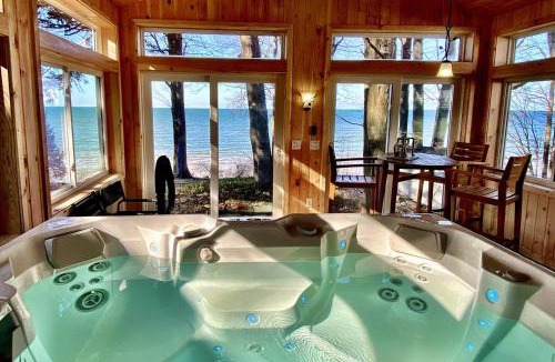 Sodus House | Lakefront Pine Cottage Hot Tub & Fire Pit