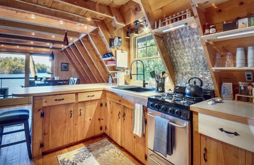 Readfield Cottage | Lakefront Retreat: Pet-Friendly A-Frame with Modern Comforts