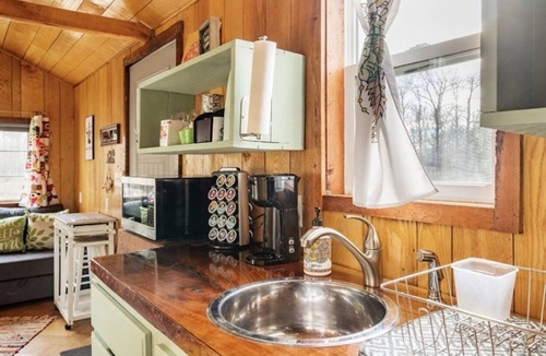 Oakland Cabin | Lakefront Tiny Cabin with Hot Tub and Fire Pit