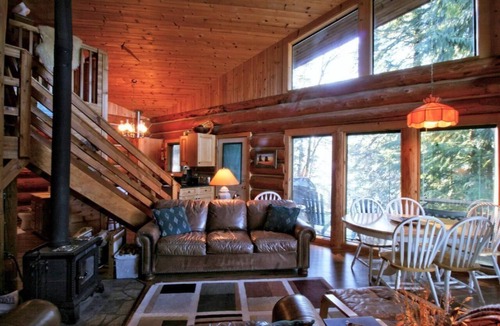 Maple Falls House | Lakeside Real Log Cabin with Private Dock, Pets OK