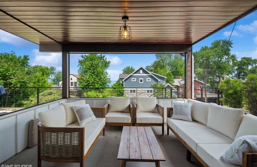 Miller Beach House | Lakeview Retreat—Modern 4BR Steps to Beach, Chefs Kitchen, Fire Pit, Terraces!