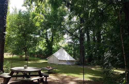 Eureka Springs RV Rental | Large Bell Tent on the Kings River!