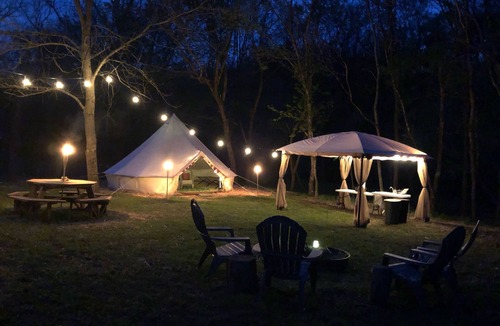 Eureka Springs RV Rental | Large Bell Tent on the Kings River!