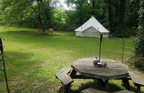 Eureka Springs RV Rental | Large Bell Tent on the Kings River!
