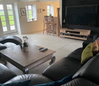 Slagelse Apartment | Large cozy living room with bedroom, bathroom