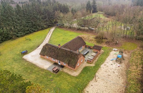 Husby House | Large pool house in quiet Vester Husby with play castle and beach volleyball